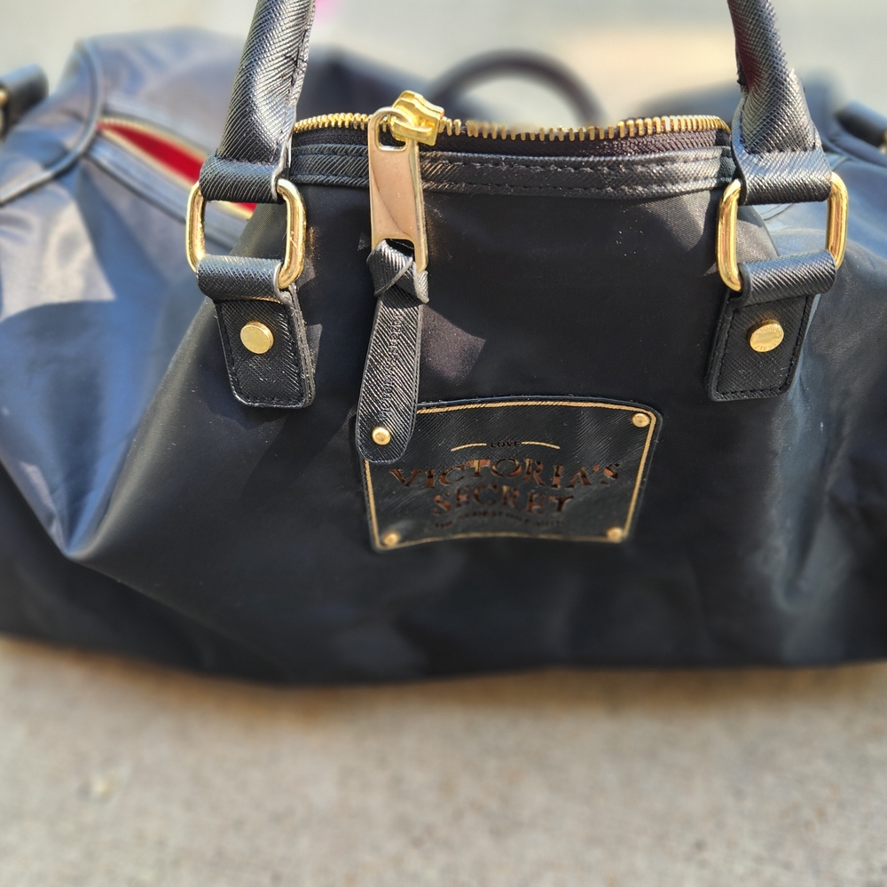 Victoria's Secret Black And Pink Duffle Bag